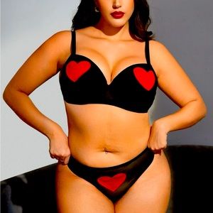 Plus size heart panty @ over the knee socks nwt